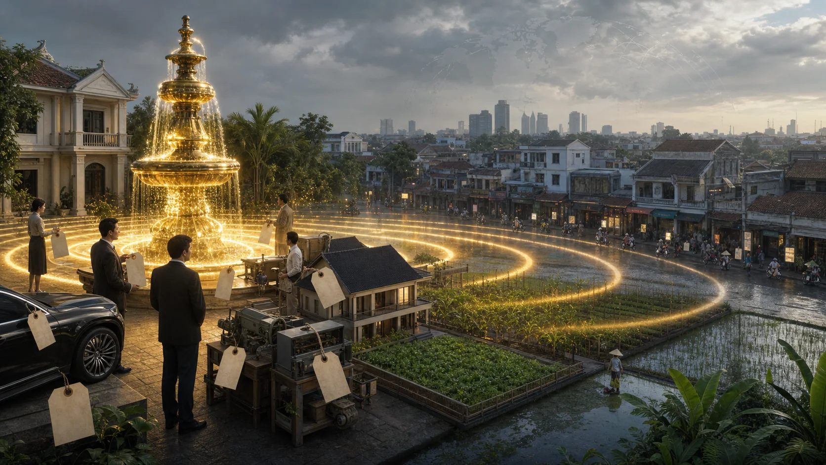 Những người ở gần vòi tín dụng mua tài sản với nhãn giá cũ trong khi giá lan dần về khu dân cư phía xa