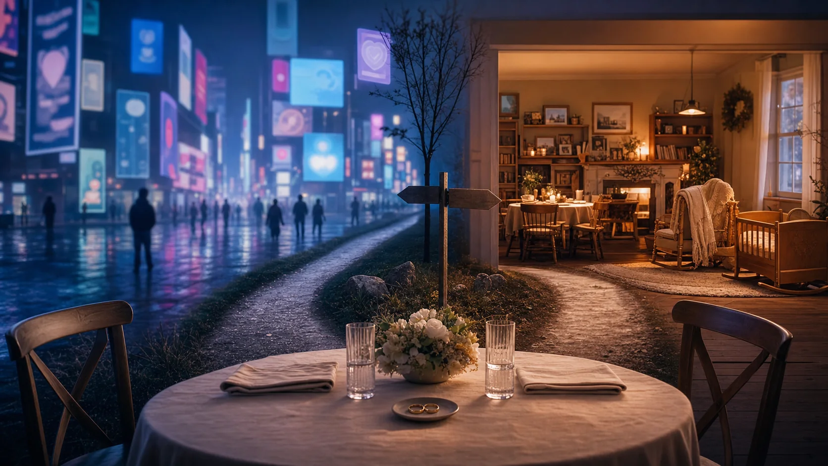 Hai con đường từ bàn cưới: thị trường khoái cảm neon và mái nhà nghĩa vụ ấm áp