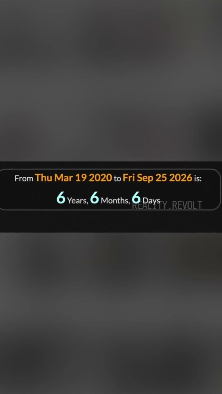 Phép tính từ 19 tháng 3 năm 2020 đến 25 tháng 9 năm 2026: 6 năm, 6 tháng, 6 ngày