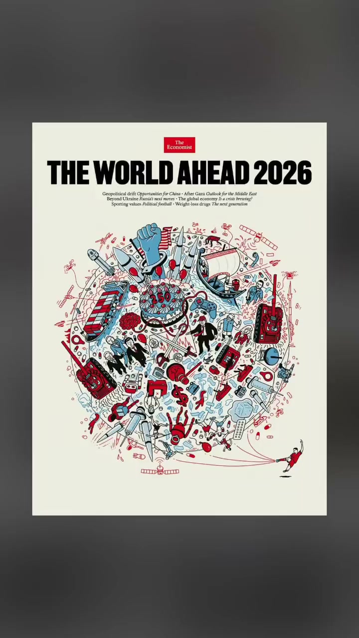 Chi tiết bìa The World Ahead 2026 của The Economist