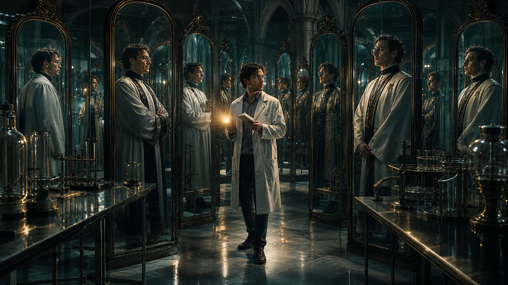 A mirror maze where a rebel scientist almost becomes the same priesthood he escaped