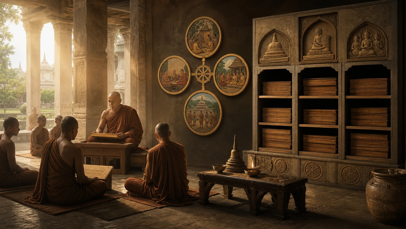 bốn khung kiểm chứng đặt bên cạnh ba tạng
