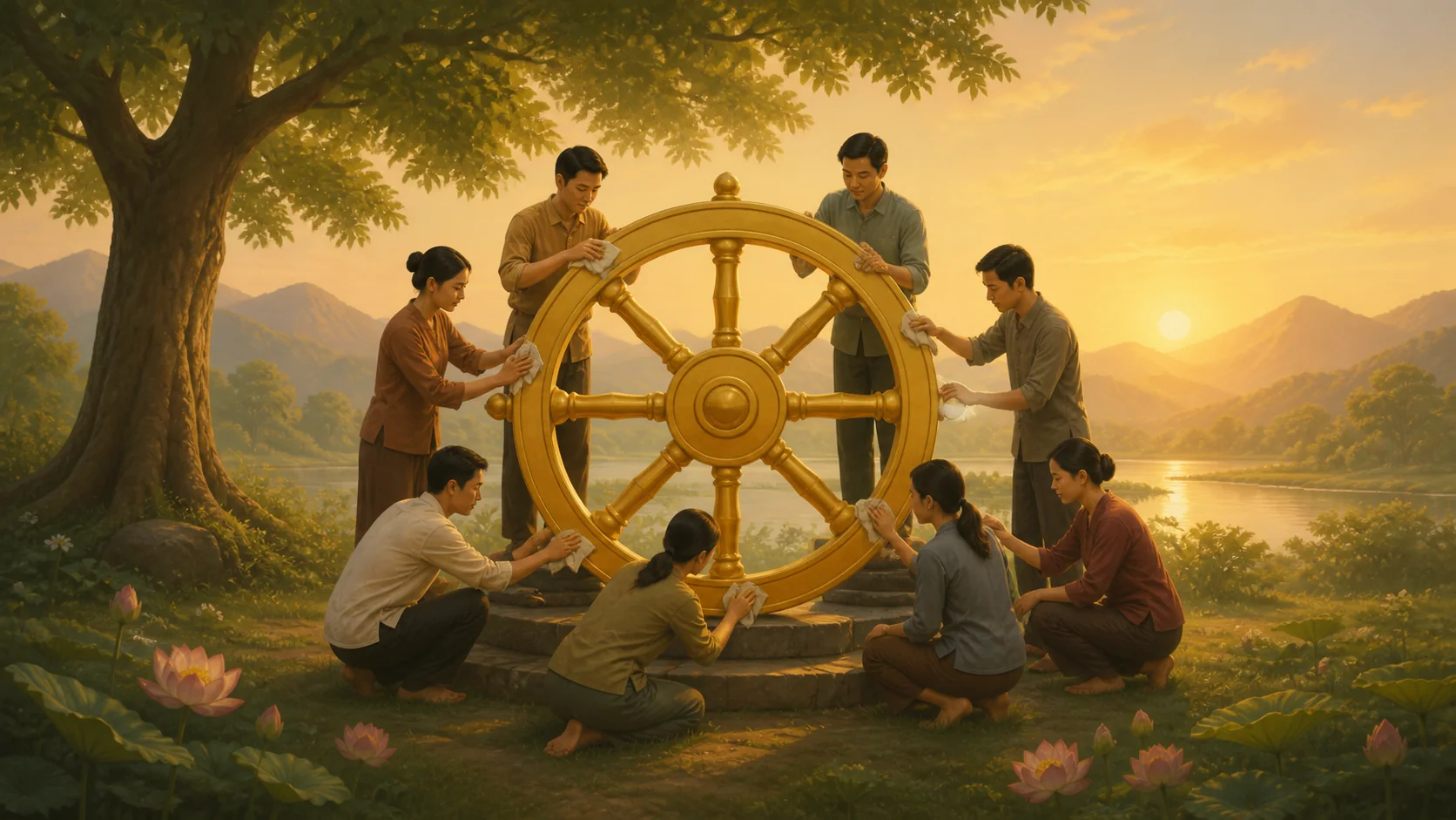 bánh xe tám nan được chăm sóc đồng thời thay vì tám bậc thang tuyến tính
