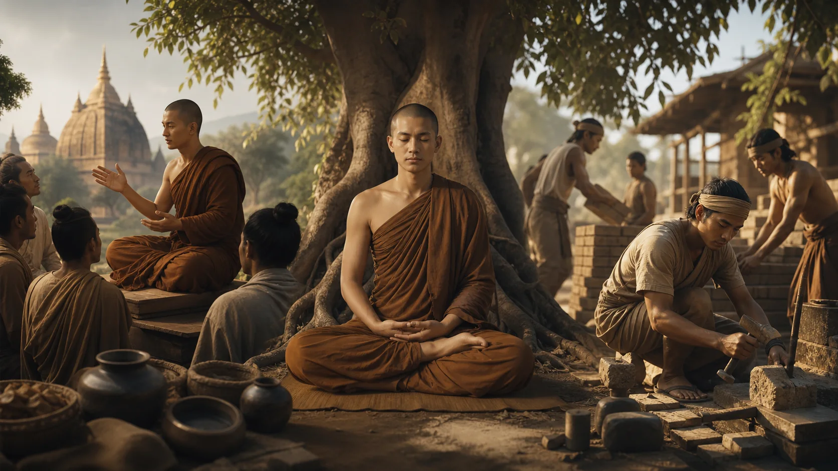 lời nói, bàn tay hành động và nơi làm việc nối thành nền vững cho tâm